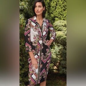 Joseph Ribkoff Multi Print Button Up Dress